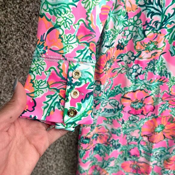 Lilly Pulitzer Dress Women’s Medium Solia UPF 50+ Perfect Poppy Floral Print - Picture 2 of 9